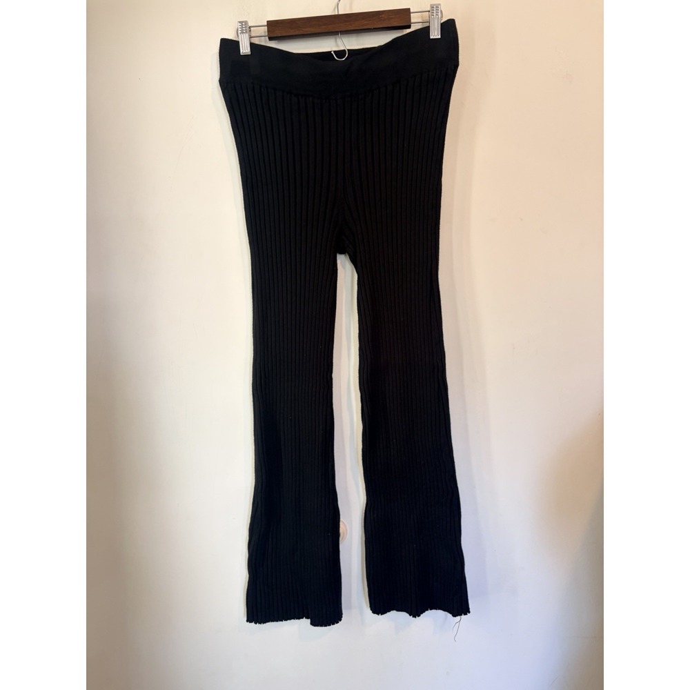 House of Harlow 1960 Black Ribbed Flare Pants High Rise‎ Y2K Large Boho Stretch